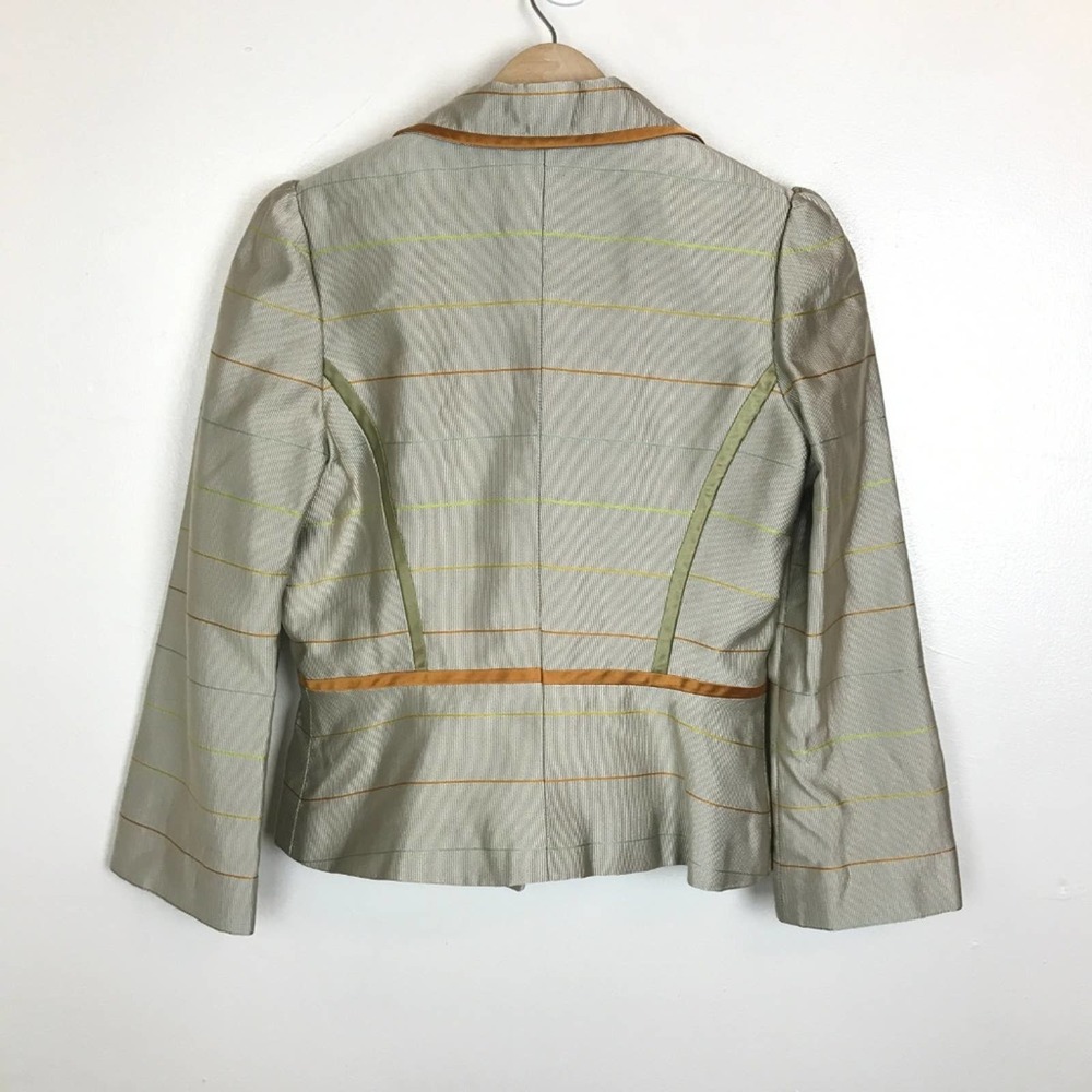 Lela Rose Striped Silk Blazer Champagne Classic - Picture 7 of 8